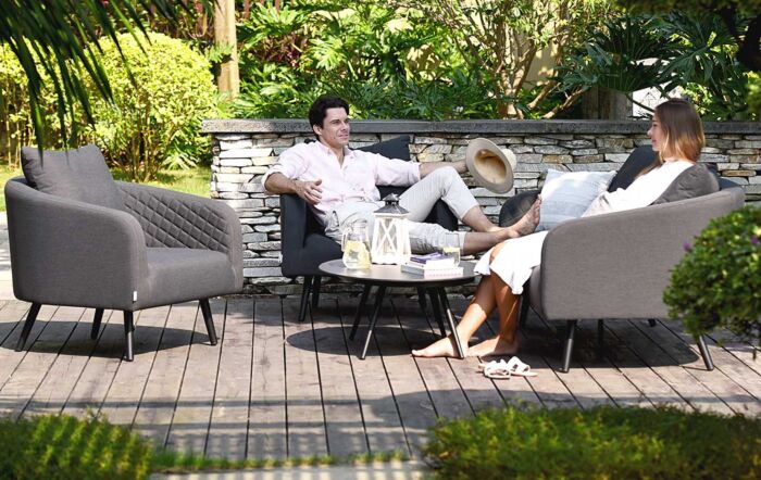 Maze Ambition 3 Seat Fabric Garden Sofa Set - Charcoal -FB-AMB-3SS-ST