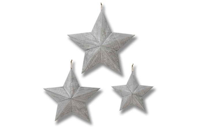 Hill Interiors Set Of Three Wooden Stars-14739