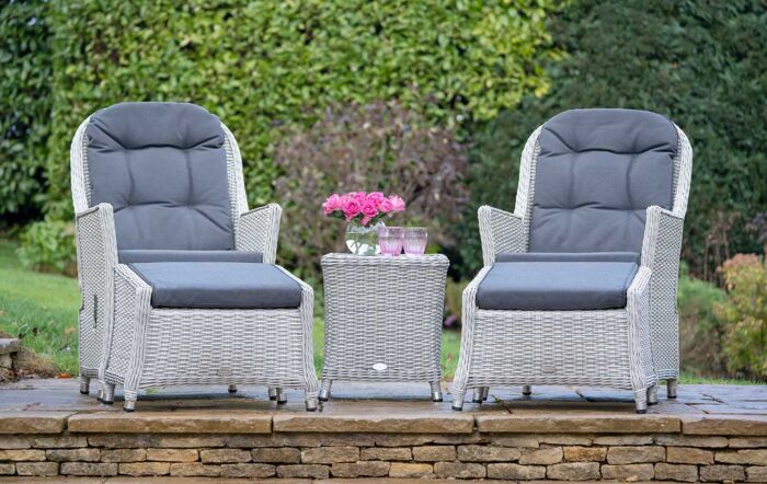 Bramblecrest Monterey Grey Reclining Chairs with Ceramic Top Table-X21WMOCC3