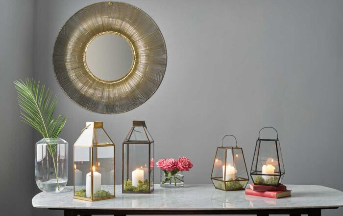 Pacific Lifestyle Gold Metal Wire Round Wall Mirror-73-098-GO