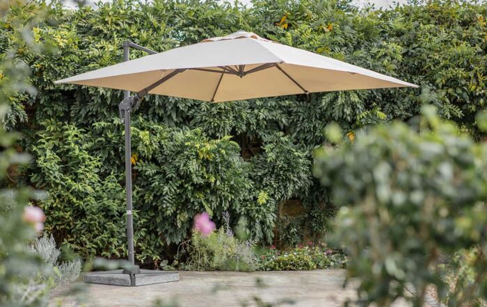 Bramblecrest Lichfield 2.7m Square Side Post Parasol with Granite Base & Protective Cover - Sand-X18PG27SQ1