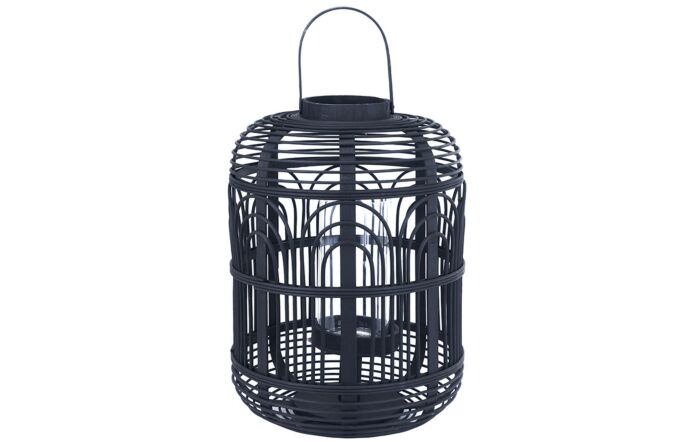 Pacific Lifestyle Black Bamboo And Glass Lantern Large-70-656-L