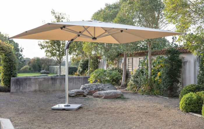 Bramblecrest Worcester 4m x 3m Rectangle Cantilever LED Parasol with Cover - Sand-SPSLP15