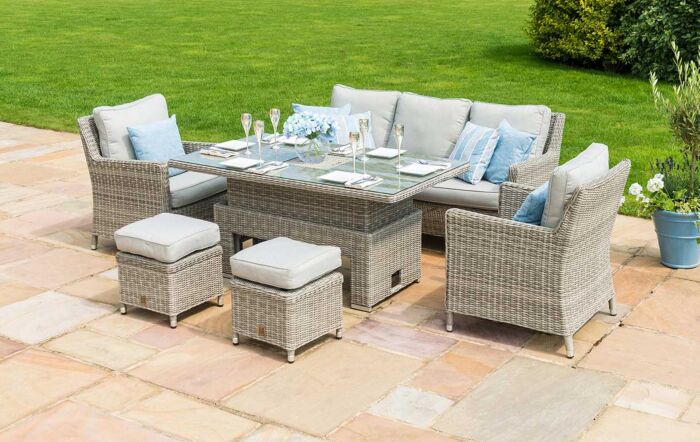 Maze Oxford Rattan Adjustable Garden Sofa Dining Set - Grey-OXF-V-205534-1