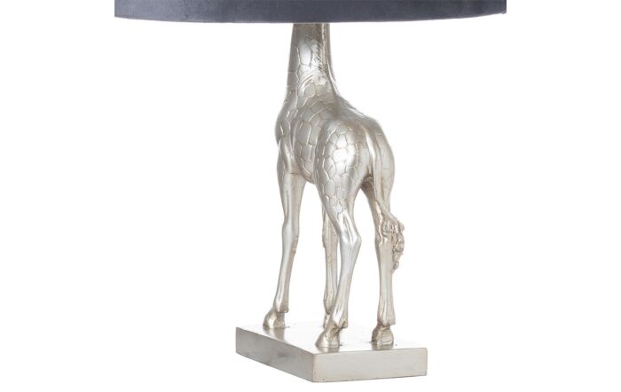 Hill Interiors Silver Giraffe Table Lamp With Grey Velvet Shade-21459