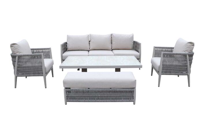 JB Furniture Exclusive Seychelles Three Seat Garden Sofa Set with Adjustable Table - Latte-CW-AR083C