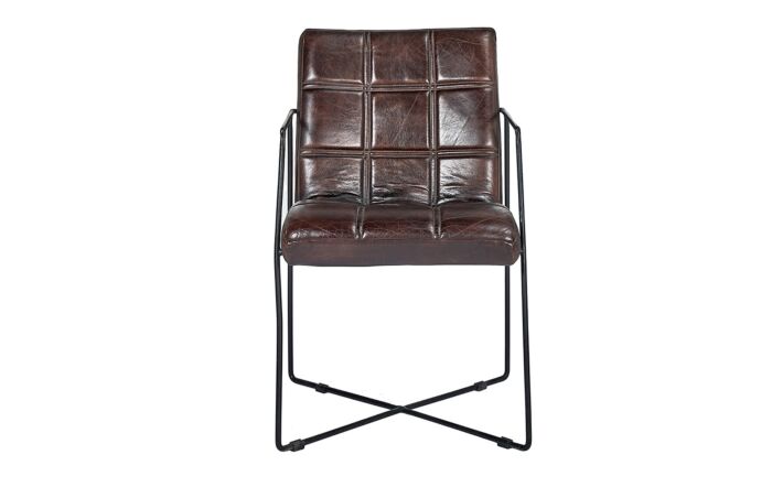 Pacific Lifestyle Graziano Mahogany Leather and Iron Arm Chair-15-299-MA