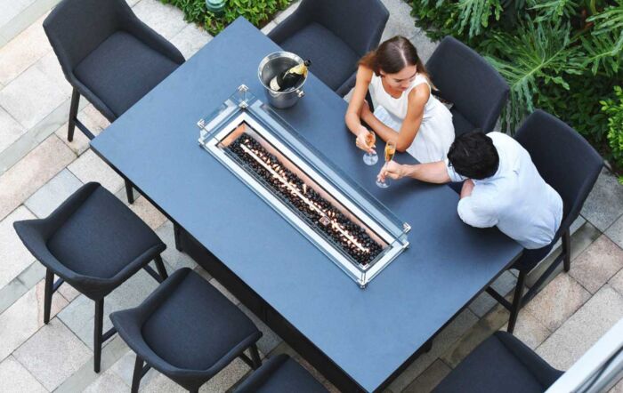 Maze Regal 8 Seat Fire Pit Bar Set - Charcoal-FB-BAR-REG-8SRC-FP-AL-ST