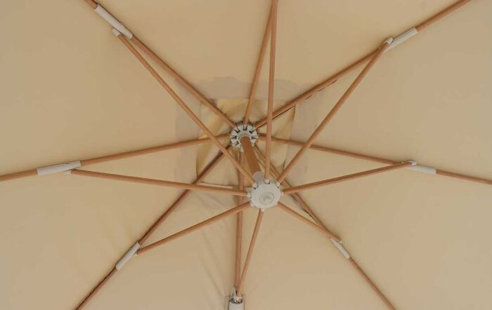 Bramblecrest Lichfield 2.7m Square Wood Effect Cantilever Parasol with Granite Base & Protective Cover - Sand-SPPS15W2