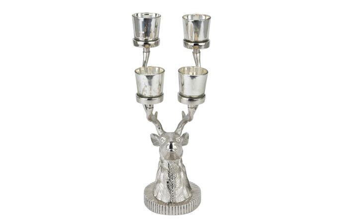 Hill Interiors Silver Stag Four Tealight Holder-22218