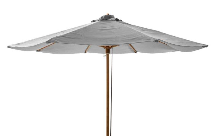Cane-Line Classic Centre Pole Light Grey 2.4M Parasol with Pulley System & Teak Pole & Grow Parasol Base-5779ALI