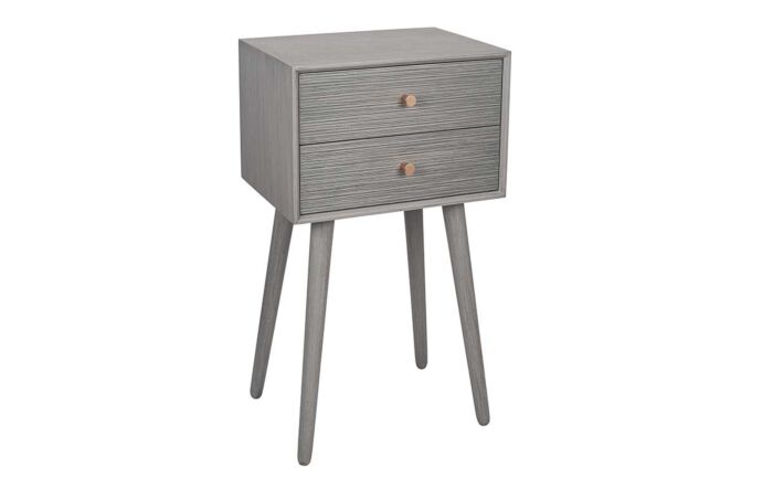 Pacific Lifestyle Chaya dark Grey Pine Wood 2 Drawer Bedside Table-76-450-DG
