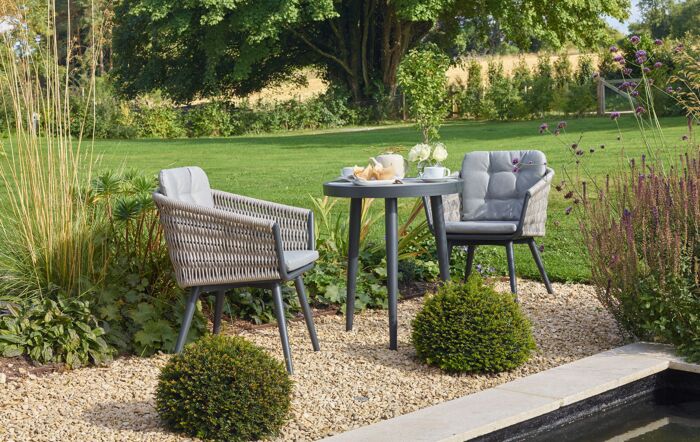 Bramblecrest Mauritius Round Garden Bistro Set - Grey-X23AMA65RT