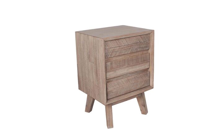 Pacific Lifestyle Kalmar Sand Wash Acacia Wood 3 Drawer Bedside Unit-76-343