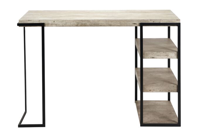 Pacific Lifestyle Jersey Concrete Effect Wood And Black Iron Desk-76-544