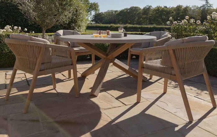 Maze&#x20;Martinique&#x20;Rope&#x20;Weave&#x20;4&#x20;Seat&#x20;Round&#x20;Dining&#x20;Set&#x20;-MART-4SRDS-LB&#x20;1