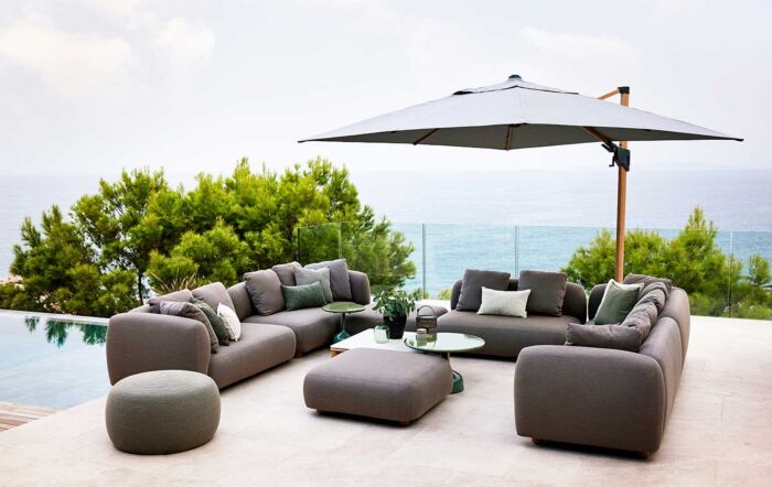 Cane-Line Side Arm Hyde Luxe Tilt Parasol 3m x 3m Square with Wood Frame-HYDE PARASOL BASE