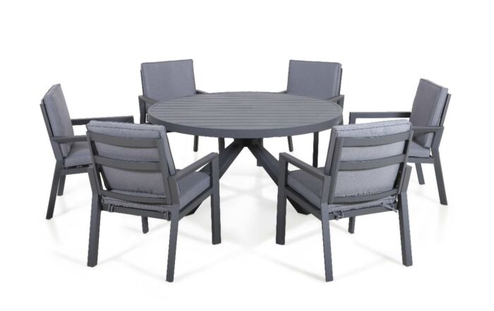 Maze New York 6 Seat Round Dining Set - Dove Grey-ALU-NY-101060-DG