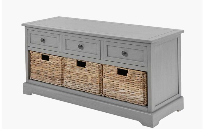 Pacific Lifestyle Devonshire Grey Wood 3 Drawer 3 Basket Unit-76-525
