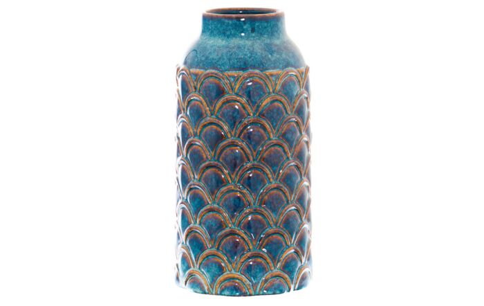 Hill Interiors Seville Large Indigo Scalloped Vase-22342