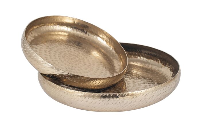 Pacific Lifestyle Set Of 2 Gold Hammered Metal Bowls-70-601