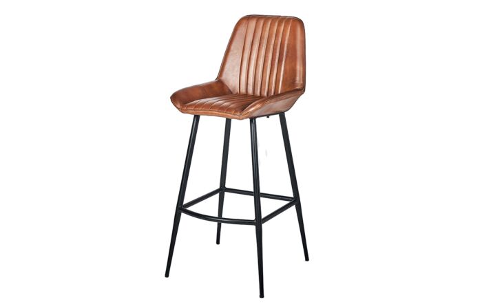 Pacific Lifestyle Angelo Vintage Brown Leather and Iron Retro Bar Stool-15-298-VB