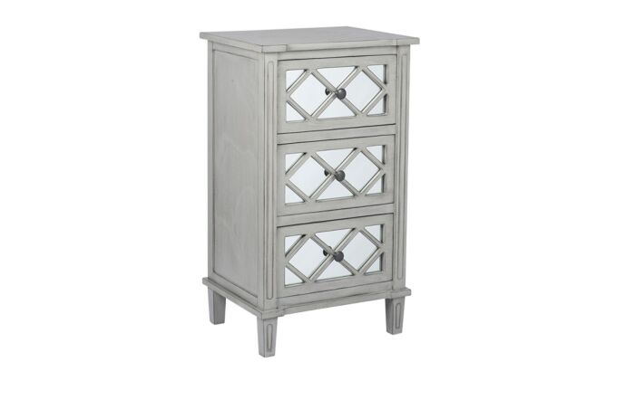 Pacific Lifestyle Dove Grey Mirrored Pine Wood 3 Drawer Unit-76-273-DG