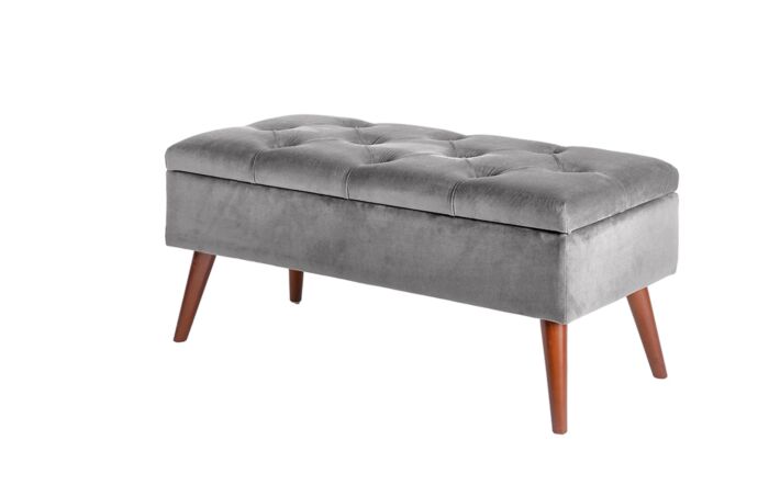 Pacific Lifestyle Pelagia Dove Grey Velvet Buttoned Bench with Storage-15-293-DG