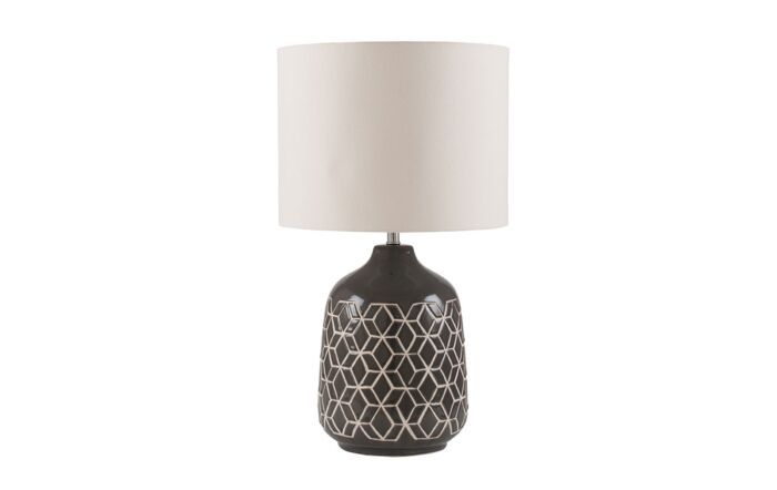 Pacific Lifestyle Athena Dark Grey Geo Ceramic Table Lamp-30-383-C