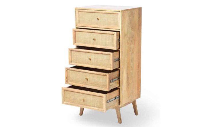 Desser Venice Natural 5 Drawer Tall Drawer Unit-22059