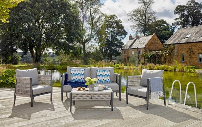 Bramblecrest Mauritius Grey Two Seater Garden Sofa Set - Grey