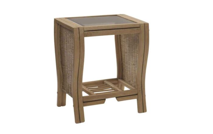 Desser Opera Cane Glass Top Side Table