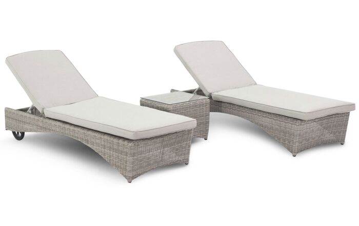 Maze Oxford Sun loungers and Table Set - Grey-OXF-204024