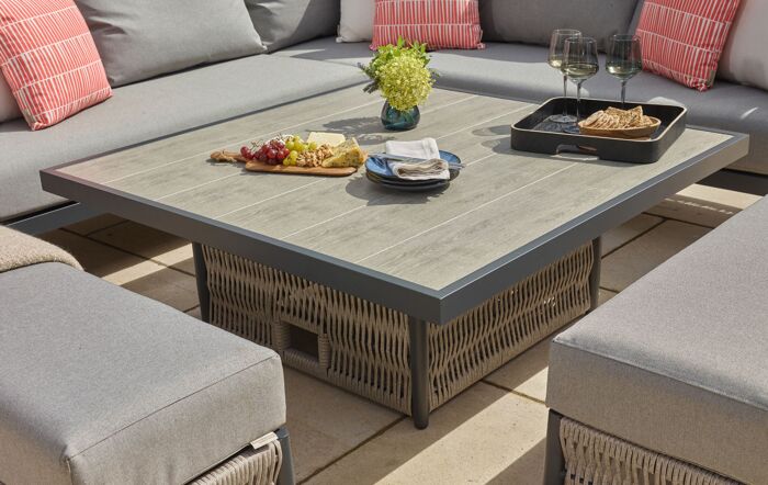 Bramblecrest Mauritius Corner Sofa Set with Ceramic Adjustable Table - Grey-X22AMAMCDT1