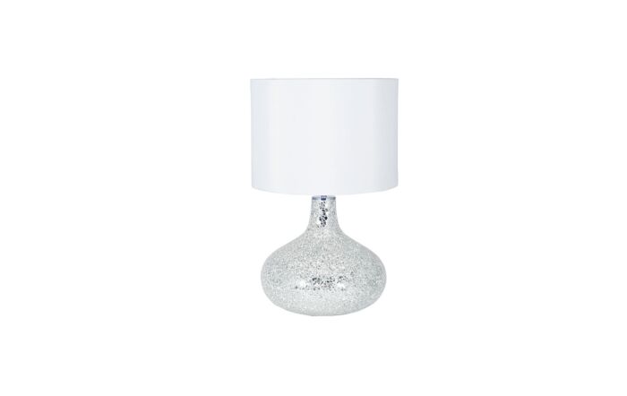 Pacific Lifestyle Silver and White Mosaic Mirror Table Lamp-30-151-WH-C
