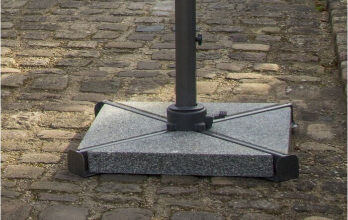 Bramblecrest Chichester 3M Square Crank Handle Parasol with Granite Base and FREE Cover - Grey-SPPG8 1-Grey