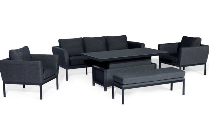 Maze Pulse 3 Seat Sofa Dining Set with Rising Table - Charcoal-FB-PUL-3SD-ST