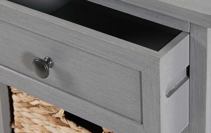 Pacific Lifestyle Devonshire Grey Wood 2 Drawer 4 Basket Unit-76-524