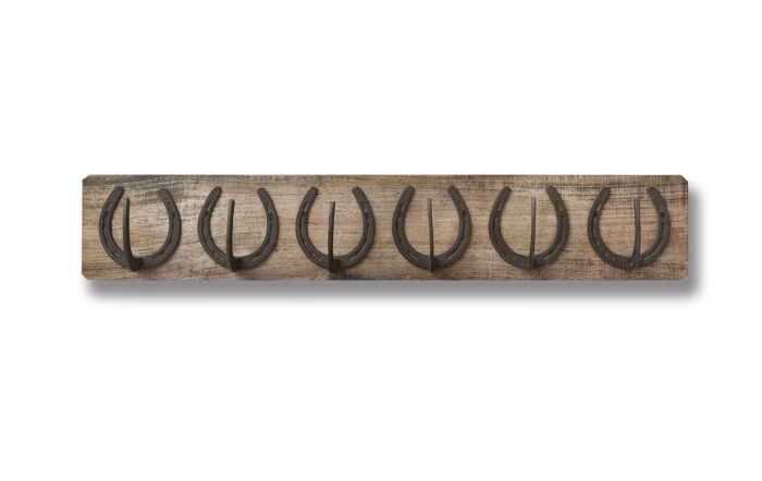 Hill Interiors 6 Horse Shoe Hooks On Dark Wood-16276