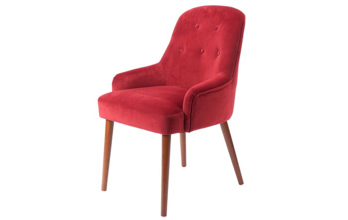 Pacific Lifestyle Antoinette Red Velvet Armed Dining Chair Walnut Effect Legs-15-284-RE