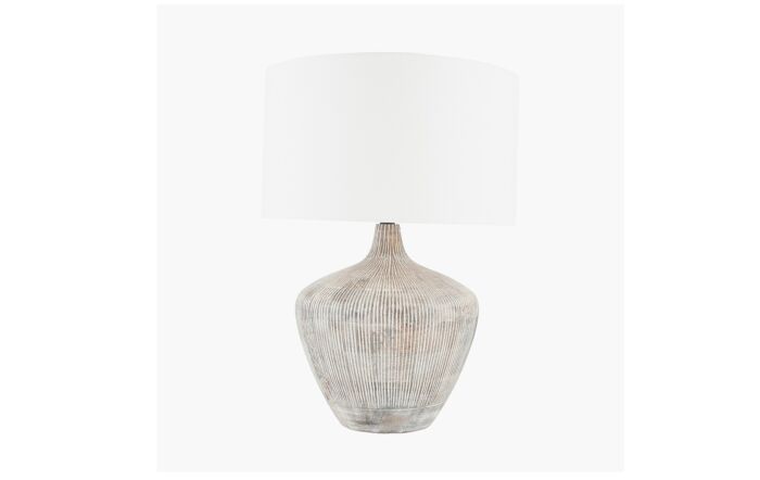 Pacific Lifestyle Manaia White Wash Textured Wood Table Lamp-30-667-BO