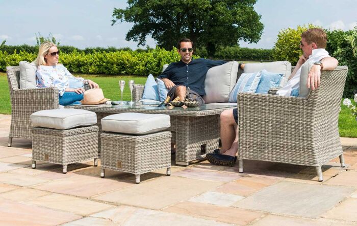 Maze Oxford Rattan Adjustable Garden Sofa Dining Set - Grey-OXF-V-205534-1