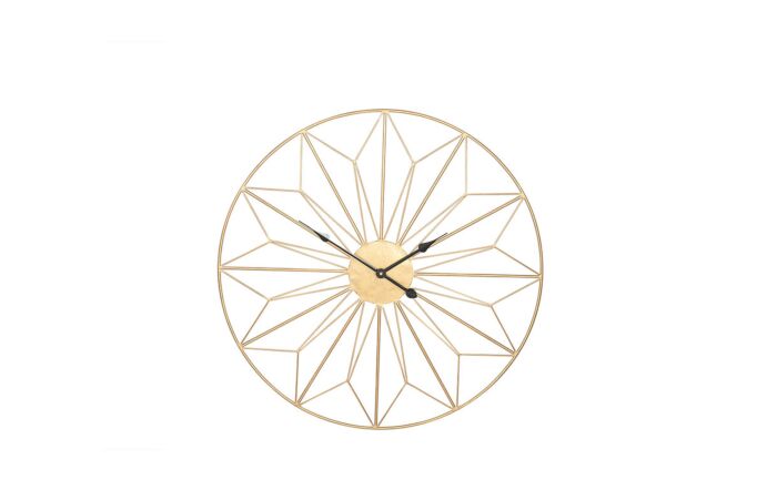 Pacific Lifestyle Antique Gold Metal Geo Design Round Wall Clock-75-199