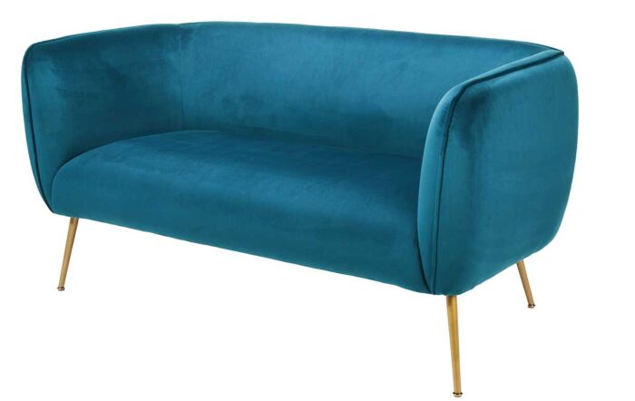 Pacific Lifestyle Lucca Sapphire Blue Velvet Sofa with Gold Legs-15-313-SB