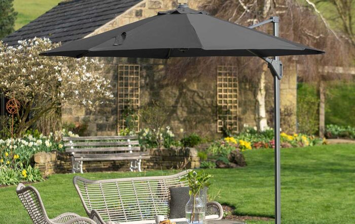 Pacific Lifestyle Voyager T1 3m Round Anthracite Parasol with 90kg Granite Base-18-303-GY
