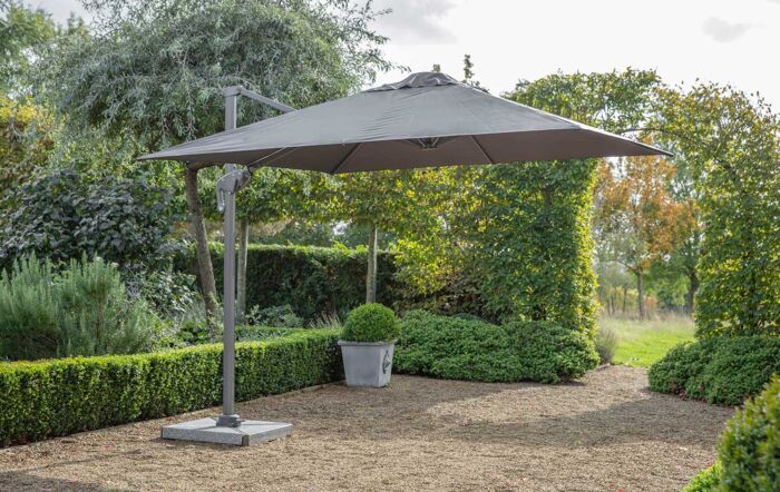 Bramblecrest Lichfield 2.7m Square Side Post Parasol with Granite Base & FREE Protective Cover - Grey-X18PG27SQ2