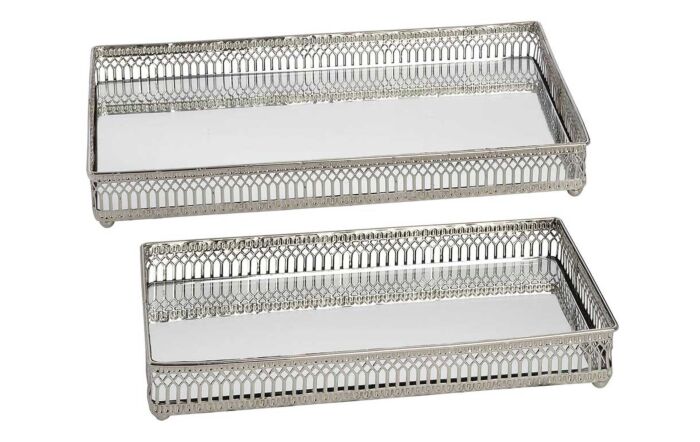 Hill Interiors Set of Rectangular Nickel Plated Trays-16172