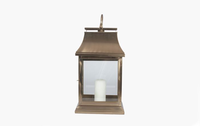 Pacific Lifestyle Antique Brass, Steel & Glass Rectangular Lantern Large -70-553-AB-L