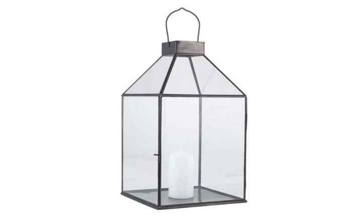 Pacific Lifestyle Antique Brass Metal & Glass Square Lantern-70-575-AB