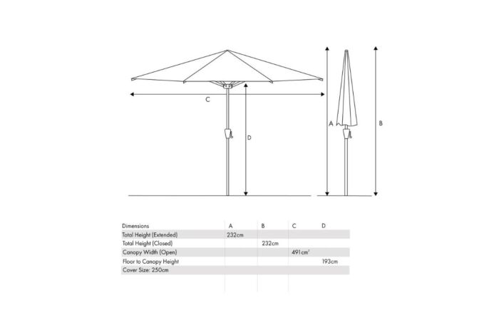 Pacific Lifestyle Riva 2.5mt Taupe Parasol With 40kg Wheeled Base-18-118-TA-18-123
